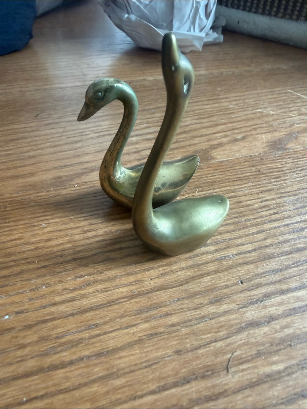 Pair of vintage brass swan figurines
